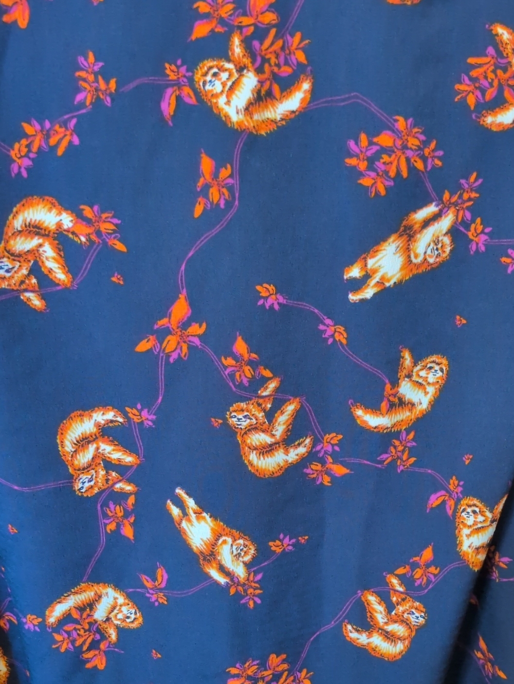 ModCloth Navy Sloth-Print Blouse with White Collar - Picture 4 of 5